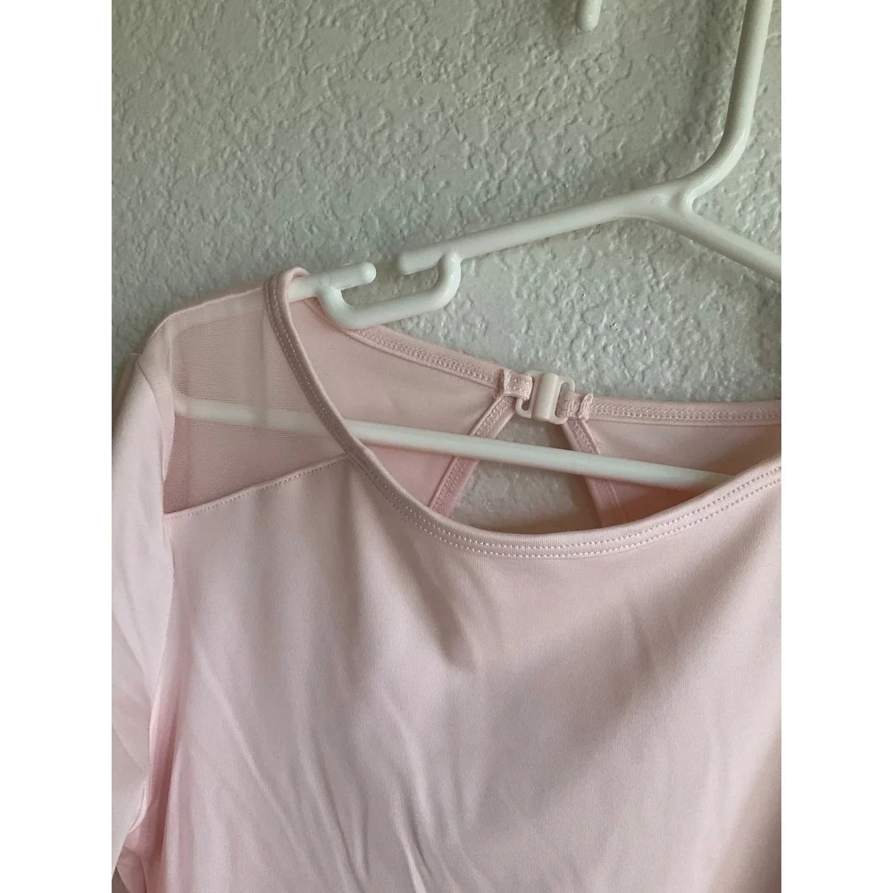 Justice Girls Pink Long Sleeve Leotard with Scrunchie Size L 12/14‎ Mesh Keyhole